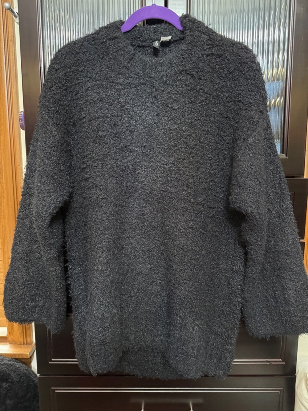 H&M Black Fuzzy Dressed Label Pullover